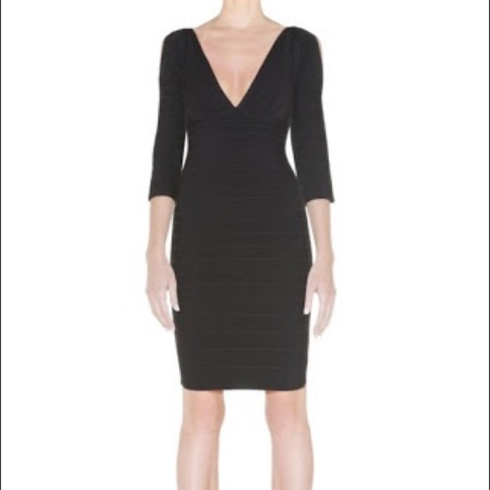 Herve Leger V Neck Bandage Dress